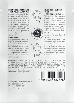 Augenpads Hydrogel Bio Rotalge Slow Age (1 Paar) BIO:VEGANE