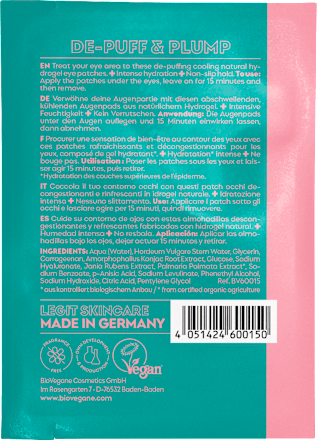 Augenpads Hydrogel Deep Hydration (1 Paar) BIO:VEGANE