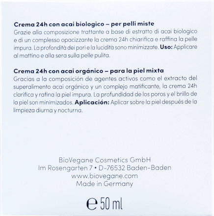 Gesichtscreme Bio Acai 24h Pflege Mischhaut BIO:VEGANE