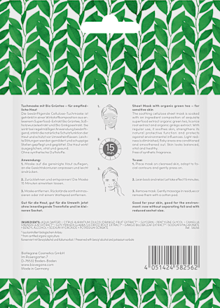 Tuchmaske Skinfood Grüntee BIO:VEGANE