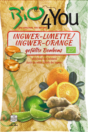 Caramelle ripiene zenzero & lime / zenzero & arancia Bio4You