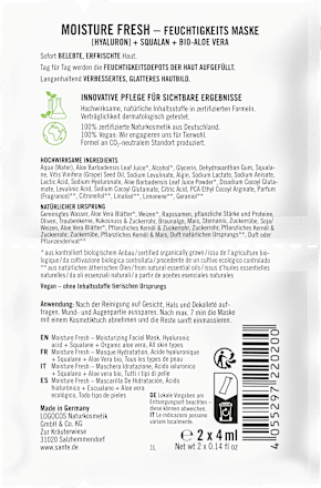 Gesichtsmaske Moisture Fresh Hyaluron (2x4ml) Santé naturally.