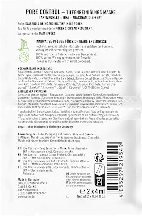 Tiefenreinigungsmaske Pore Control Aktivkohle SANTE NATURKOSMETIK