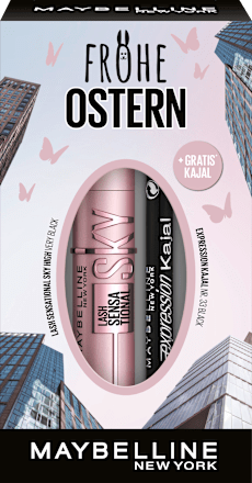 Augen Makeup Set Mascara Sky High Black + gratis Expression Kajal 33 Black MAYBELLINE NEW YORK