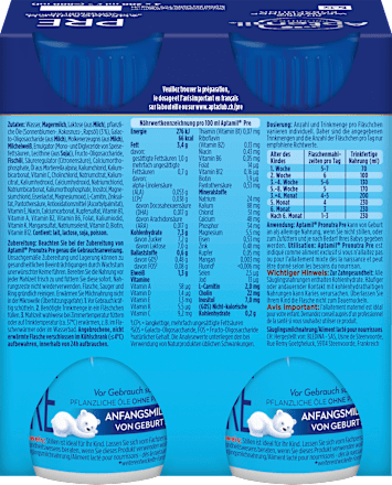 Anfangsmilch Pronutra Pre trinkfertig von Geburt an 4x200ml Aptamil
