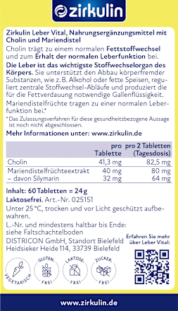 Leber Vital Mariendistel Dragees 60 St. Zirkulin