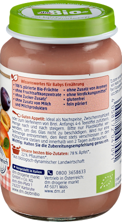Pflaume in Apfel nach dem 4. Monat, Demeter dmBio