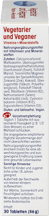 Vegetarier und Veganer Vitamine + Mineralstoffe, Tabletten 30 St. Mivolis