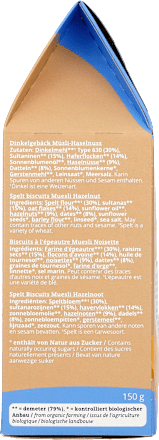 Dinkelkekse Müsli mit Haselnüsse SOMMER