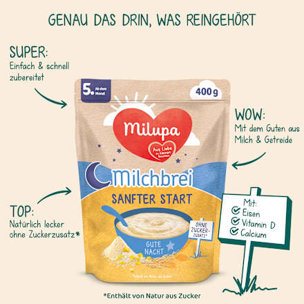 Abendbrei Milch Sanfter Start Gute Nacht ab dem 5. Monat Milupa