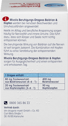 Beruhigungs-Dragees Baldrian & Hopfen Mivolis