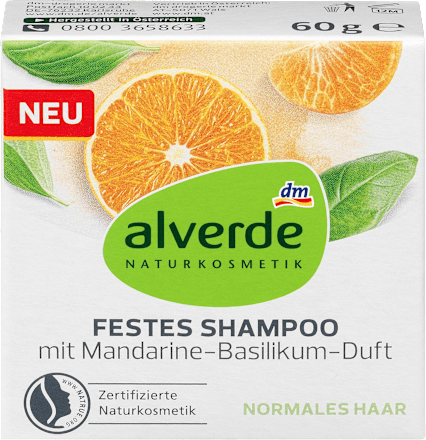 Festes Shampoo mit Mandarine-Basilikum-Duft alverde NATURKOSMETIK