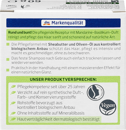 Festes Shampoo mit Mandarine-Basilikum-Duft alverde NATURKOSMETIK