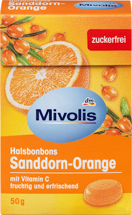 Bonbon, Sanddorn-Orange, zuckerfrei Mivolis