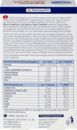 Vegetarier und Veganer Vitamine + Mineralstoffe, Tabletten 30 St. Mivolis