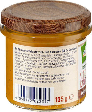 Gemüseaufstrich Süßkartoffel-Karotte-Zucchini dmBio