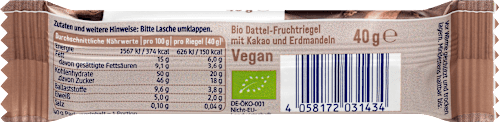 Nuss-Frucht-Riegel, Superfood Kakao-Nibs & Erdmandel dmBio