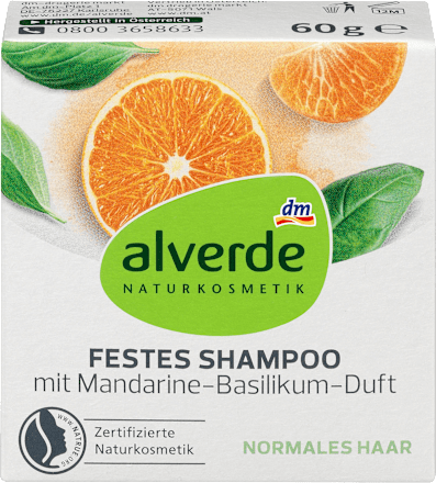 Festes Shampoo mit Mandarine-Basilikum-Duft alverde NATURKOSMETIK