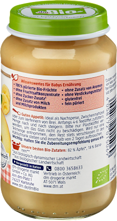 Apfel mit Banane nach dem 4. Monat, Demeter dmBio