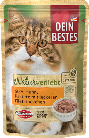 Nassfutter Katze Huhn, Pastete mit Filetstückchen, Naturverliebt Dein Bestes