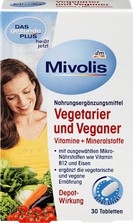 Vegetarier und Veganer Vitamine + Mineralstoffe, Tabletten 30 St. Mivolis