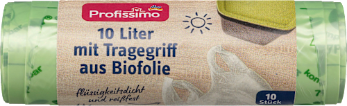 Müllbeutel 10 l mit Tragegriff aus Biofolie Profissimo