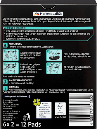 Augenpads Hydro (6 Paar) Balea MEN