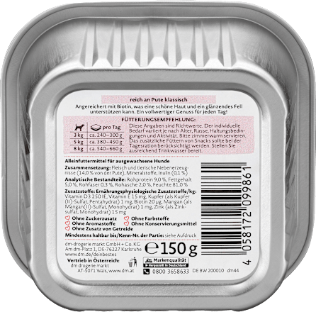 Hrană pentru câini cu carne de curcan Dein Bestes