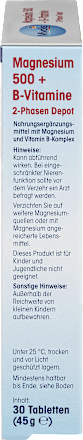 Magnesium 500 + B-Vitamine 2-Phasen Depot, Tabletten 30 St. Mivolis