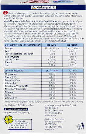Suplement diety Magnez 500 + witaminy z grupy B , preparat 2-fazowy o przedłużonym wchłanianiu Mivolis