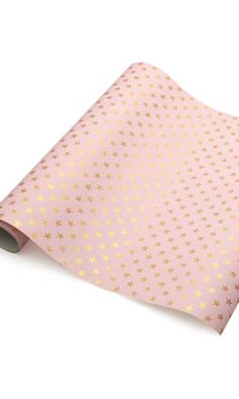 Geschenkpapier Kurzrolle Premium Sterne rosa/gold  Profissimo
