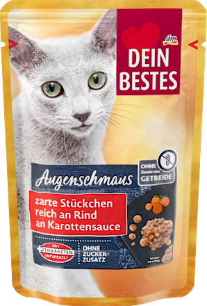 Nassfutter Katze mit Rind & Karottencremesauce, Augenschmaus Dein Bestes