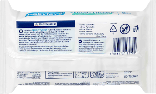 Feuchttücher 99% Wasser babylove
