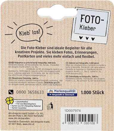 Samolepiace rohy na fotky, obojstranne lepiace Paradies