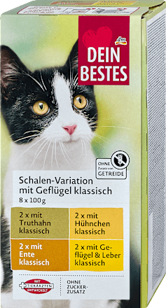 Nassfutter Katze Schalen-Variation mit Geflügel klassisch Dein Bestes