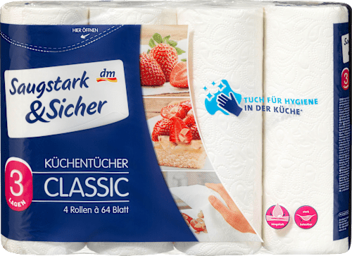 Ręcznik papierowy 3-warstwowy, 4x64 listki Saugstark&Sicher
