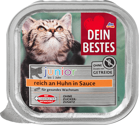 Nassfutter Katze Kitten, reich an Huhn in Sauce, Junior Dein Bestes