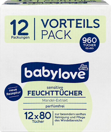 Feuchttücher sensitive, 12 x 80 St babylove