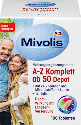 Kompleks witamin i minerałów A-Z 50+ w tabletkach depot, 100 szt. Mivolis