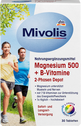 Magnesium 500 + B-Vitamine 2-Phasen Depot, Tabletten 30 St. Mivolis