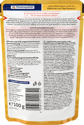 Mokra karma dla kota, kurczak w sosie paprykowym Dein Bestes