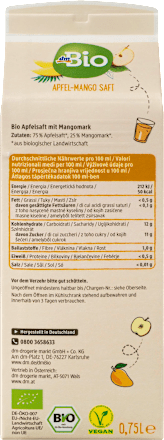 Direktsaft, Apfel-Mango mit Mangomark dmBio