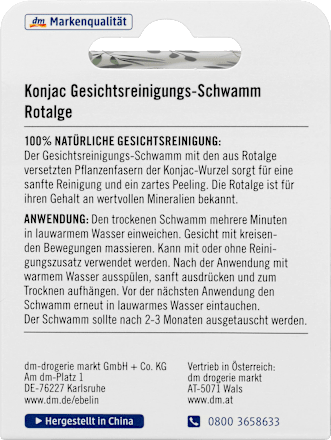Konjac Gesichtsreinigungs-Schwamm grüner Tee / Rotalge ebelin