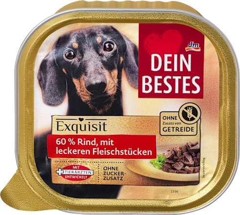Karma mokra dla psów z kawałkami mięsa, 60% wołowiny, Exquisit Dein Bestes