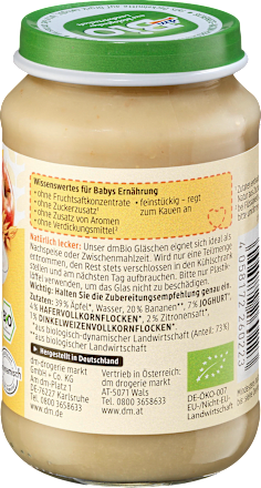 bio příkrm jablko, banán, jogurt & müsli dmBio