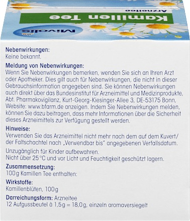 Arzneitee, Kamillen Tee (12 Beutel) Mivolis