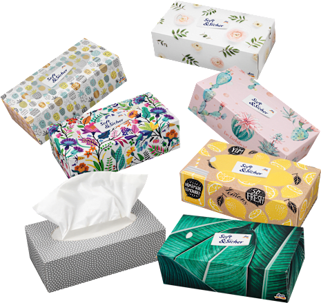 Taschentücher Box Design Soft&Sicher