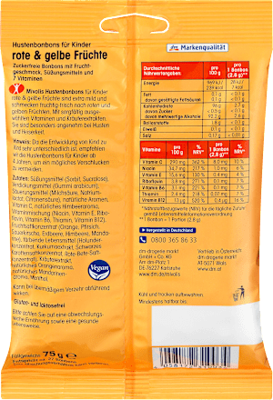 Bonbon, rote und gelbe Früchte für Kinder, zuckerfrei Mivolis