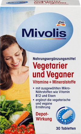 Vegetarier und Veganer Vitamine + Mineralstoffe, Tabletten 30 St Mivolis