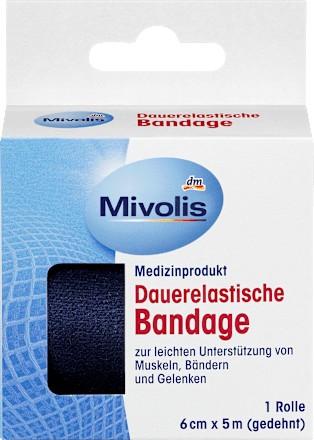 Dauerelastische Bandage, 6 cm x 5 m (gedehnt), 1 Rolle Mivolis